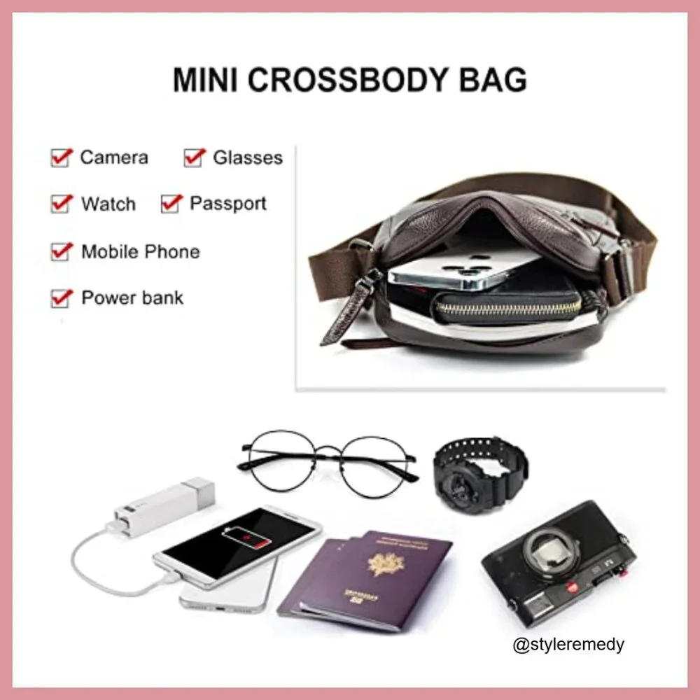 PU Leather Crossbody Messenger Bag with Adjustable Strap